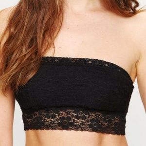 Free People Lace Bandeau Bralette Scallop Black
